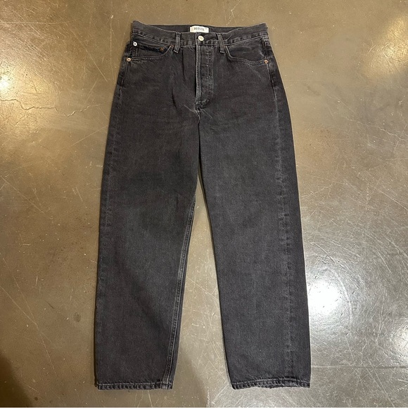 AGOLDE 90'S Crop Mid Rise Straight Leg Jeans - Tar Wash - Size 26 - Picture 4 of 15